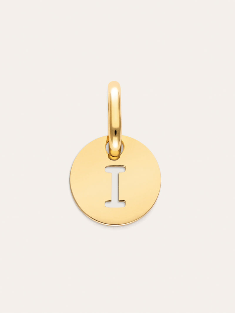 Charm Mini Medallion Letter Acero Baño Oro