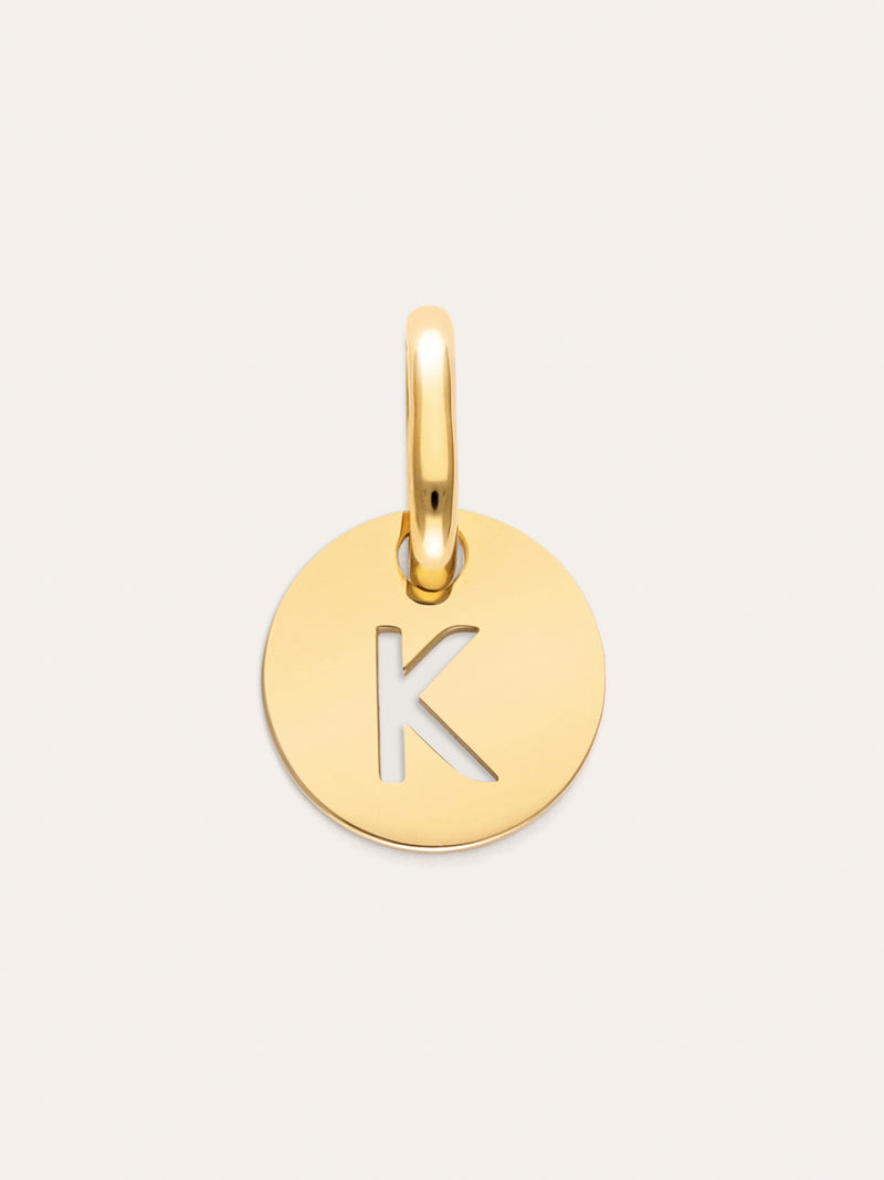 Charm Mini Medallion Letter Acero Baño Oro