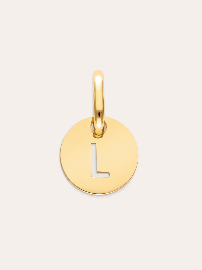 Charm Mini Medallion Letter Acero Baño Oro