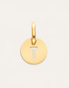 Charm Mini Medallion Letter Acero Baño Oro