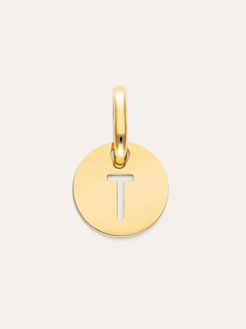 Charm Mini Medallion Letter Acero Baño Oro