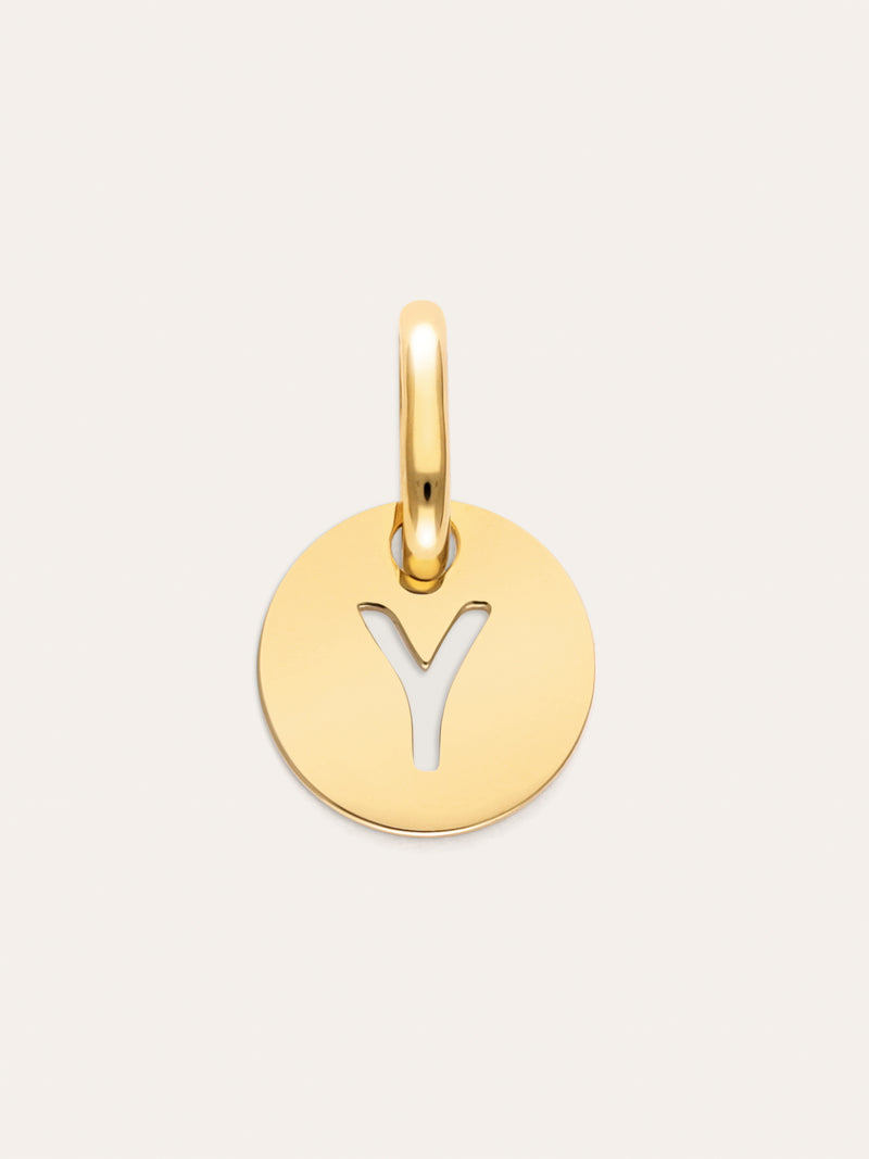 Charm Mini Medallion Letter Acero Baño Oro