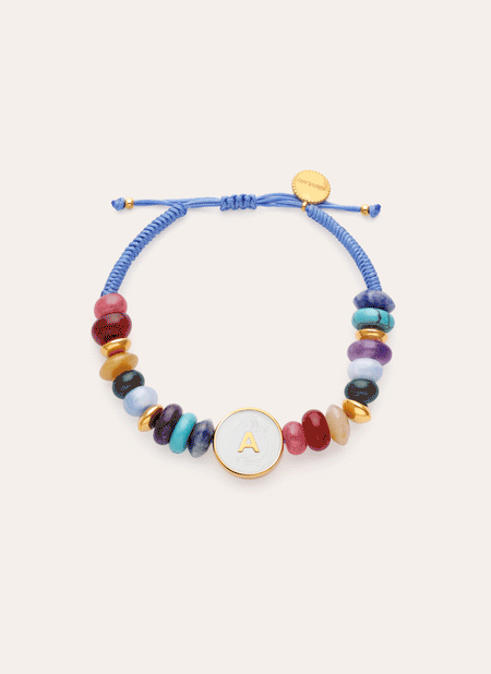 Personalisierbares Armband Letter Perlmutt Stahl Vergoldet