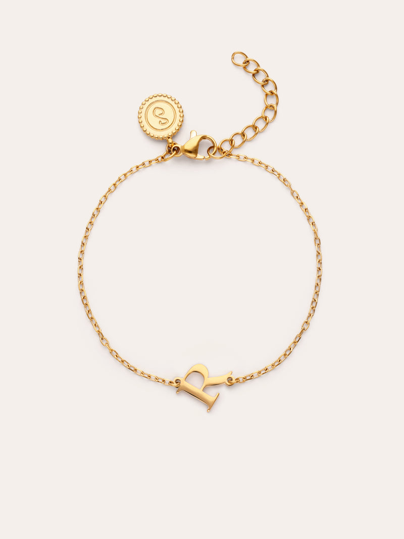 Single Letter Steel Gold-Plated Bracelet