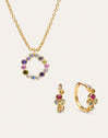 Pack Regalo Collar Bubbles y Pendientes Aro Rainbow Baño Oro
