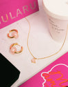 Collar Adorable Heart Pink Baño Oro