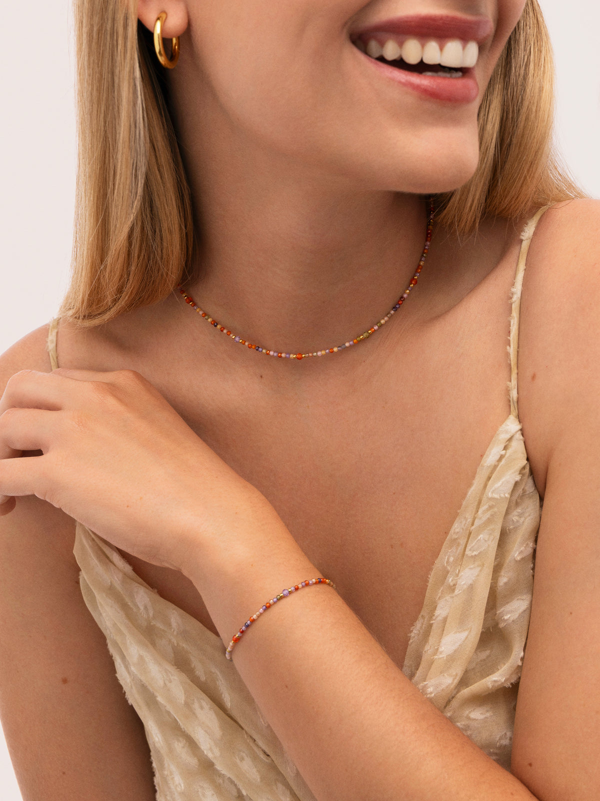 Cadeau Set Ketting en Armband Crystal Summer Staal Verguld met Goud