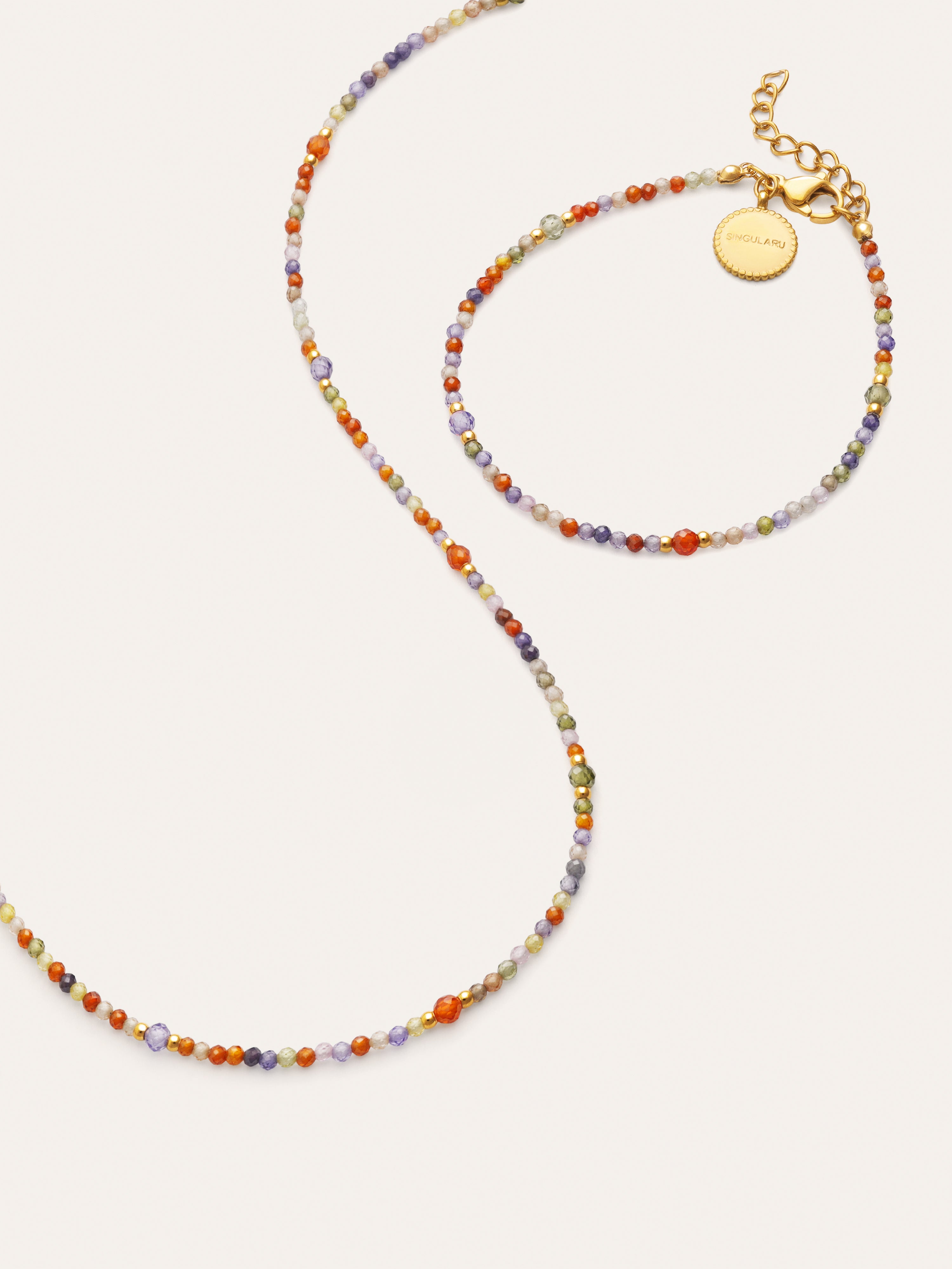 Cadeau Set Ketting en Armband Crystal Summer Staal Verguld met Goud