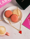 Collar Chic Lovely Heart Red Acero Baño Oro