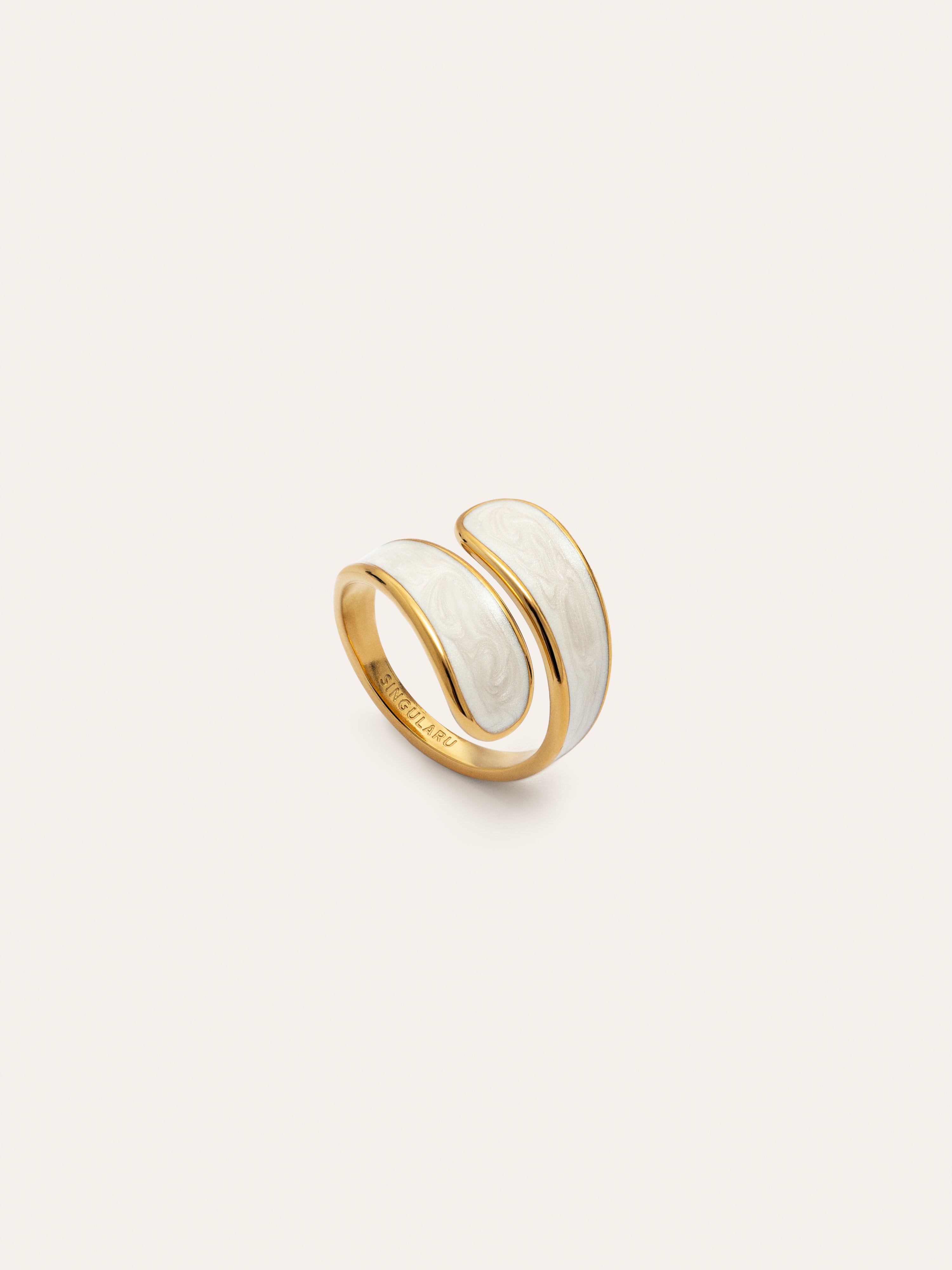 Anillo Abbraccio White Acero Baño Oro