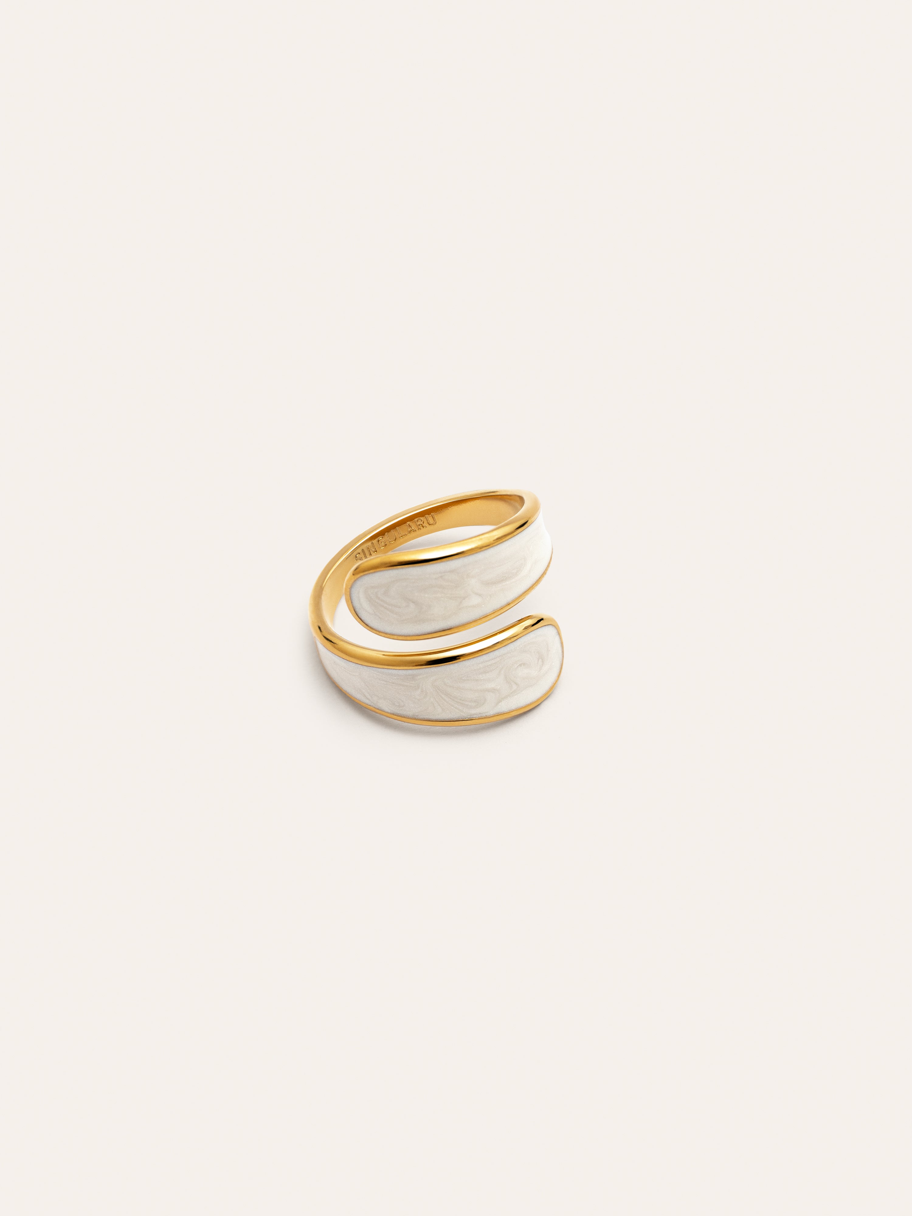 Anillo Abbraccio White Acero Baño Oro