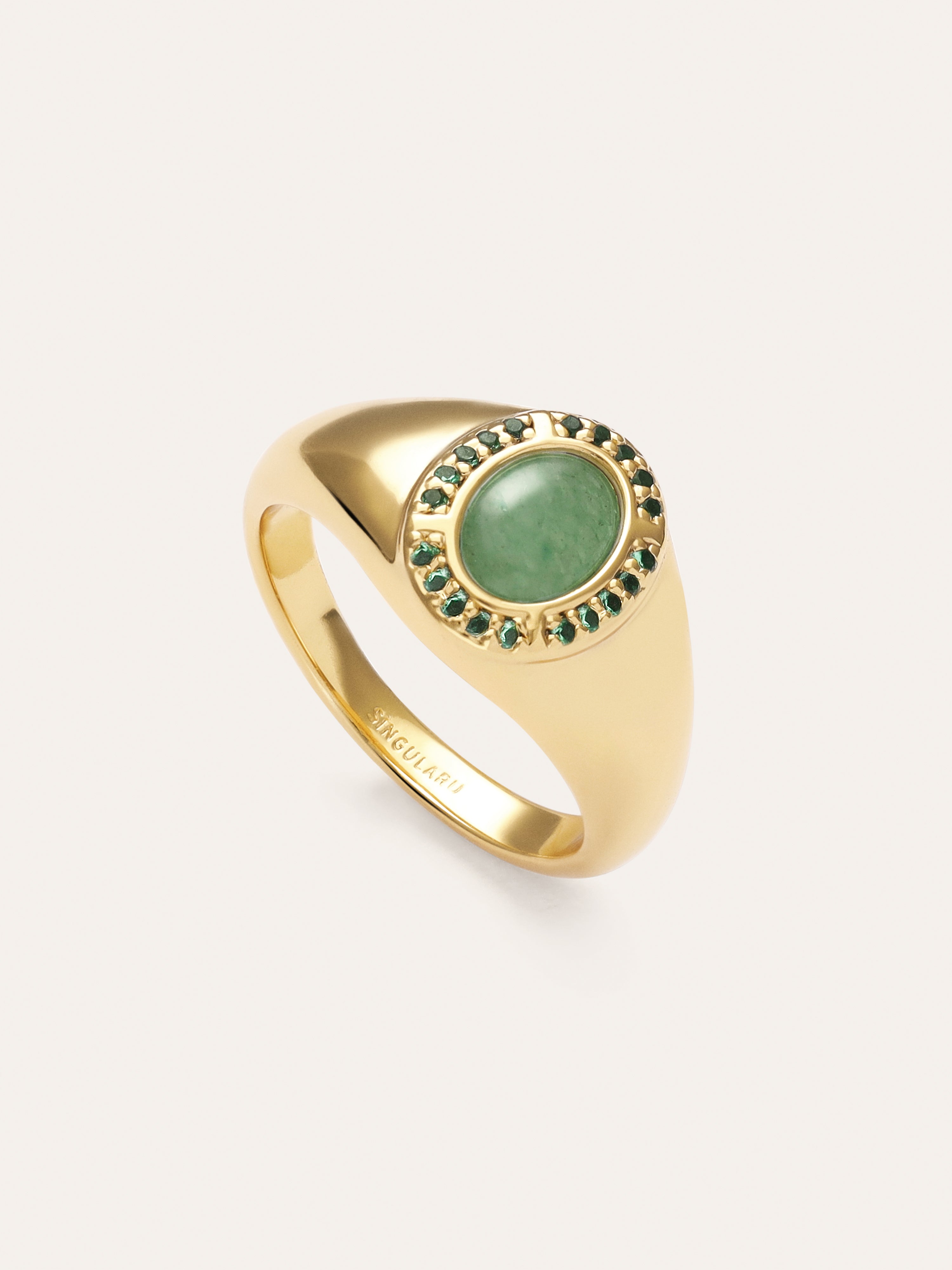 Anillo Amanda Verde Baño Oro