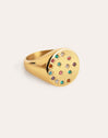 Anillo Sello Bling Rainbow Acero Baño Oro