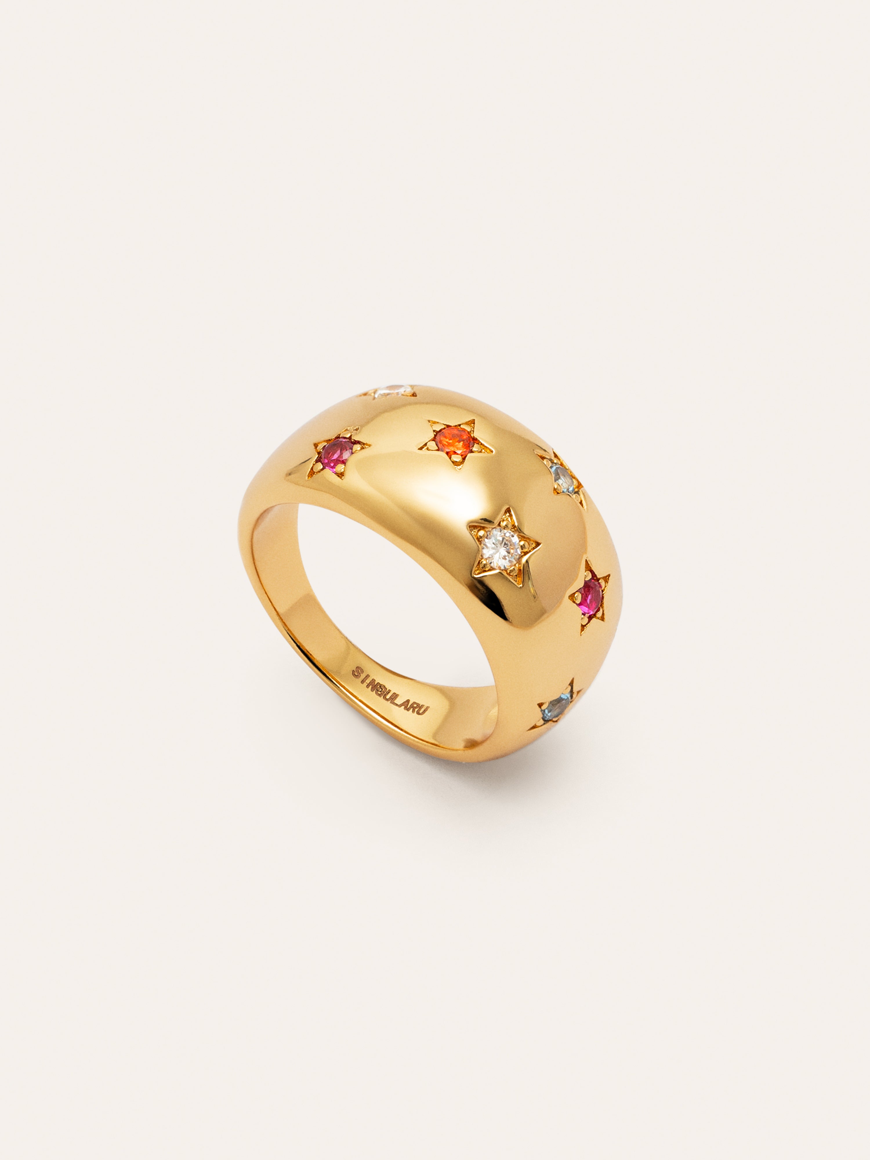Anillo Bomb Color Stars Baño Oro