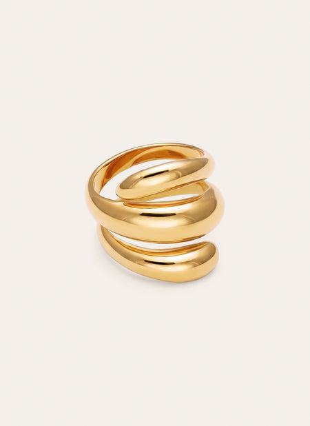 Ring mit Schlaufe aus Stahl, vergoldet