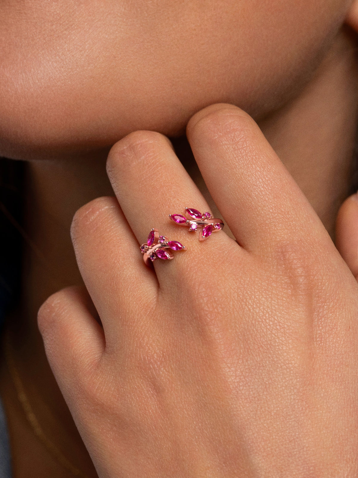Ring Buganvilla Raspberry roségoud verguld