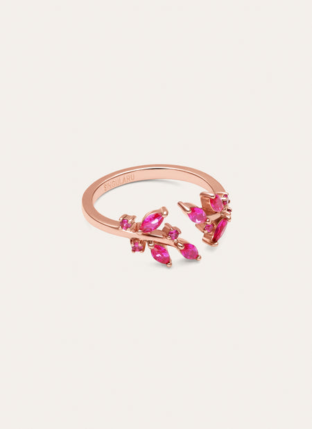 Ring Buganvilla Raspberry roségoud verguld