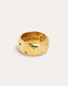 Anel Curve Rainbow Aço Banho Ouro