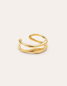 Anillo Doble Aire Acero Baño Oro