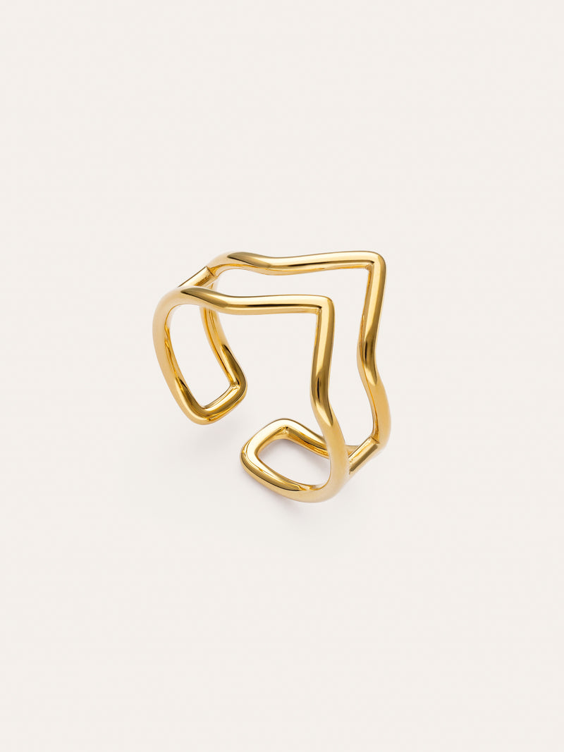 Ring Double Peak Steel Gold Plating