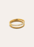 Anillo Doble Tressia Spark Acero Baño Oro