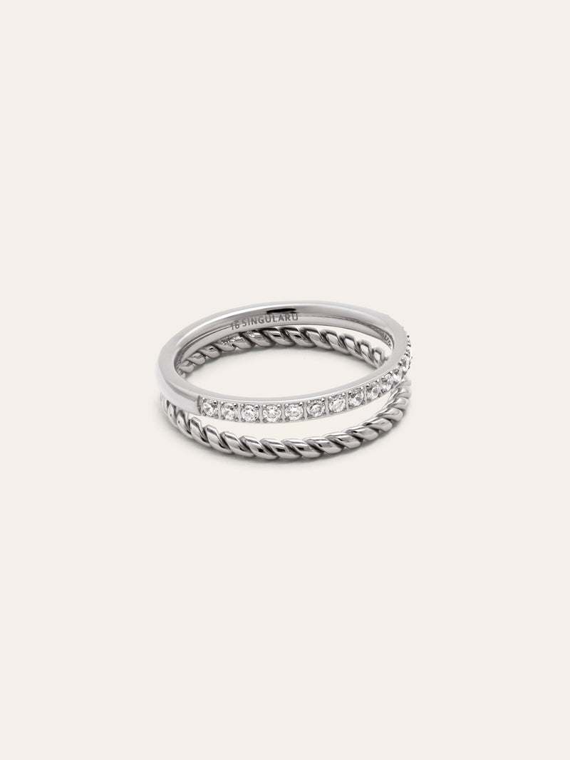 Anillo Doble Tressia Spark Acero