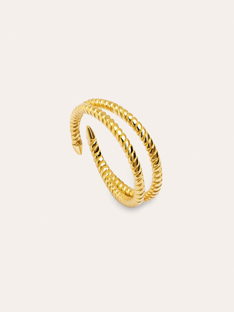 Dubbele Twist Ring, verguld met 18-karaats goud