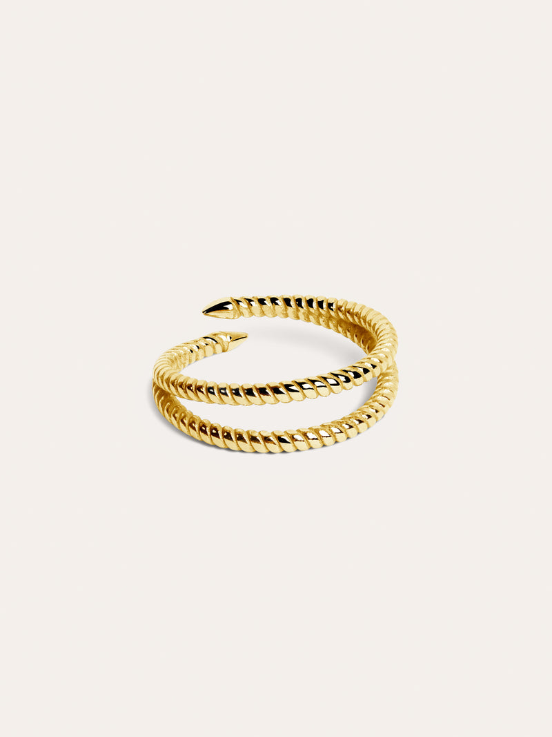 Dubbele Twist Ring, verguld met 18-karaats goud