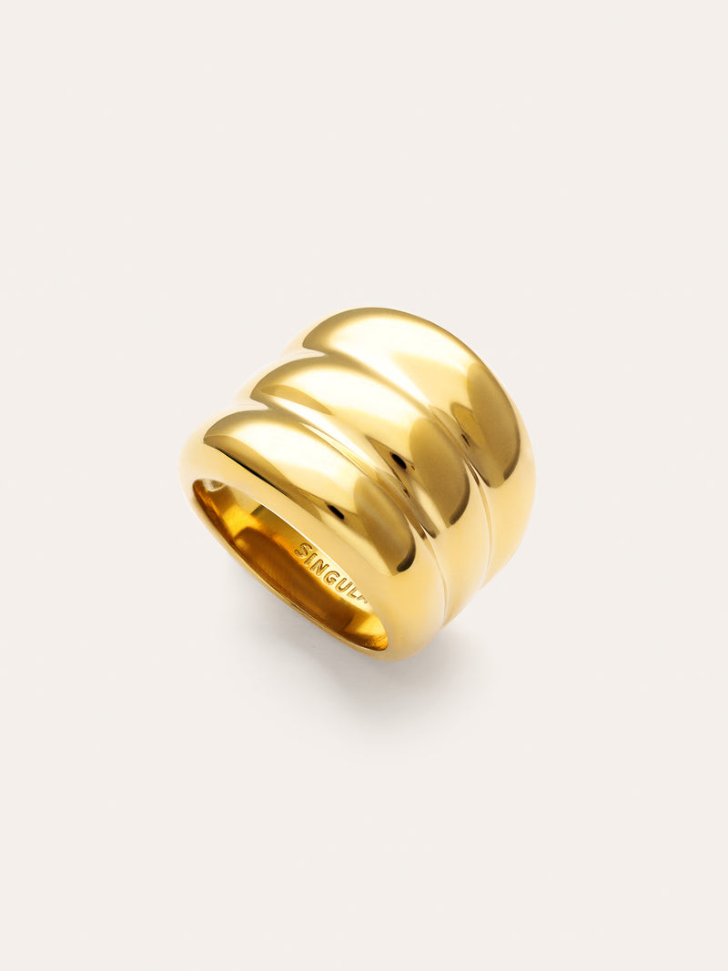 Anillo Dune Acero Baño Oro
