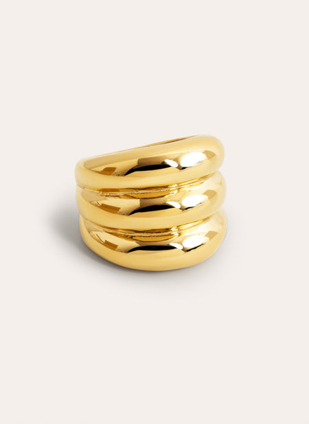 Dune Stainless Steel Gold Ring 