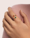 Anillo Gota Stones Baño Oro