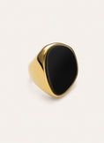 Anillo Ibiza Black Acero Baño Oro