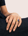 Anillo Índigo Azul Acero Baño Oro