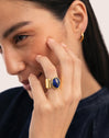 Anillo Índigo Azul Acero Baño Oro