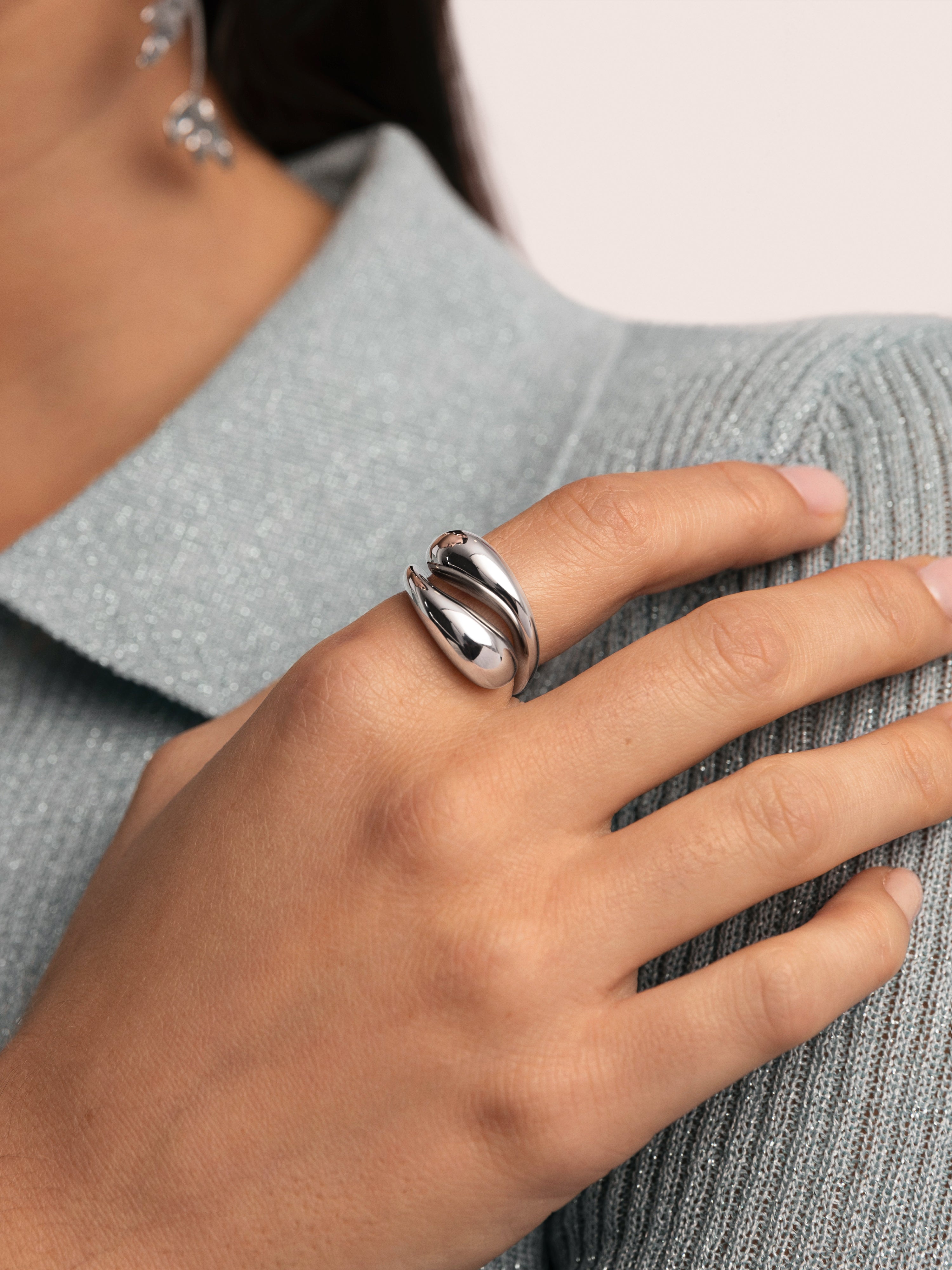 Maxi Abbraccio Stainless Steel Ring 