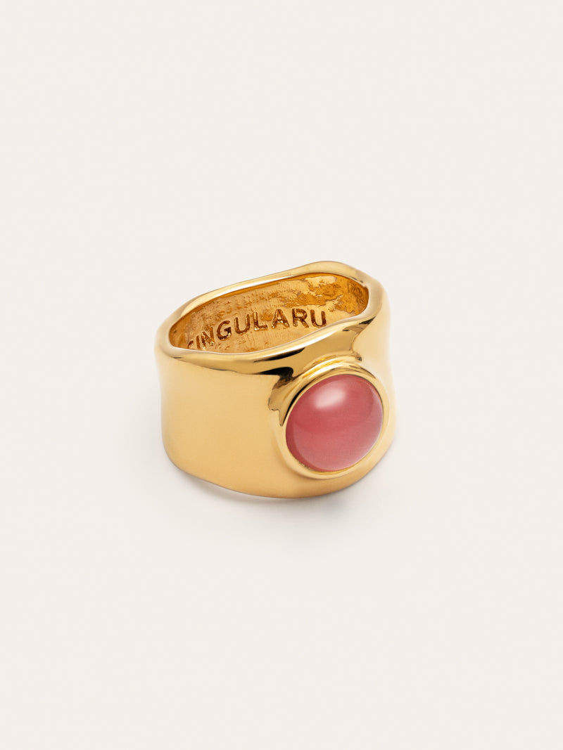 Anillo My Pink Stone Baño Oro