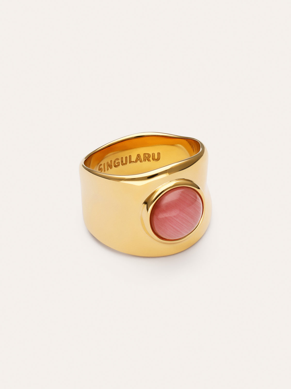 Anel My Pink Stone Aço Banhado a Ouro