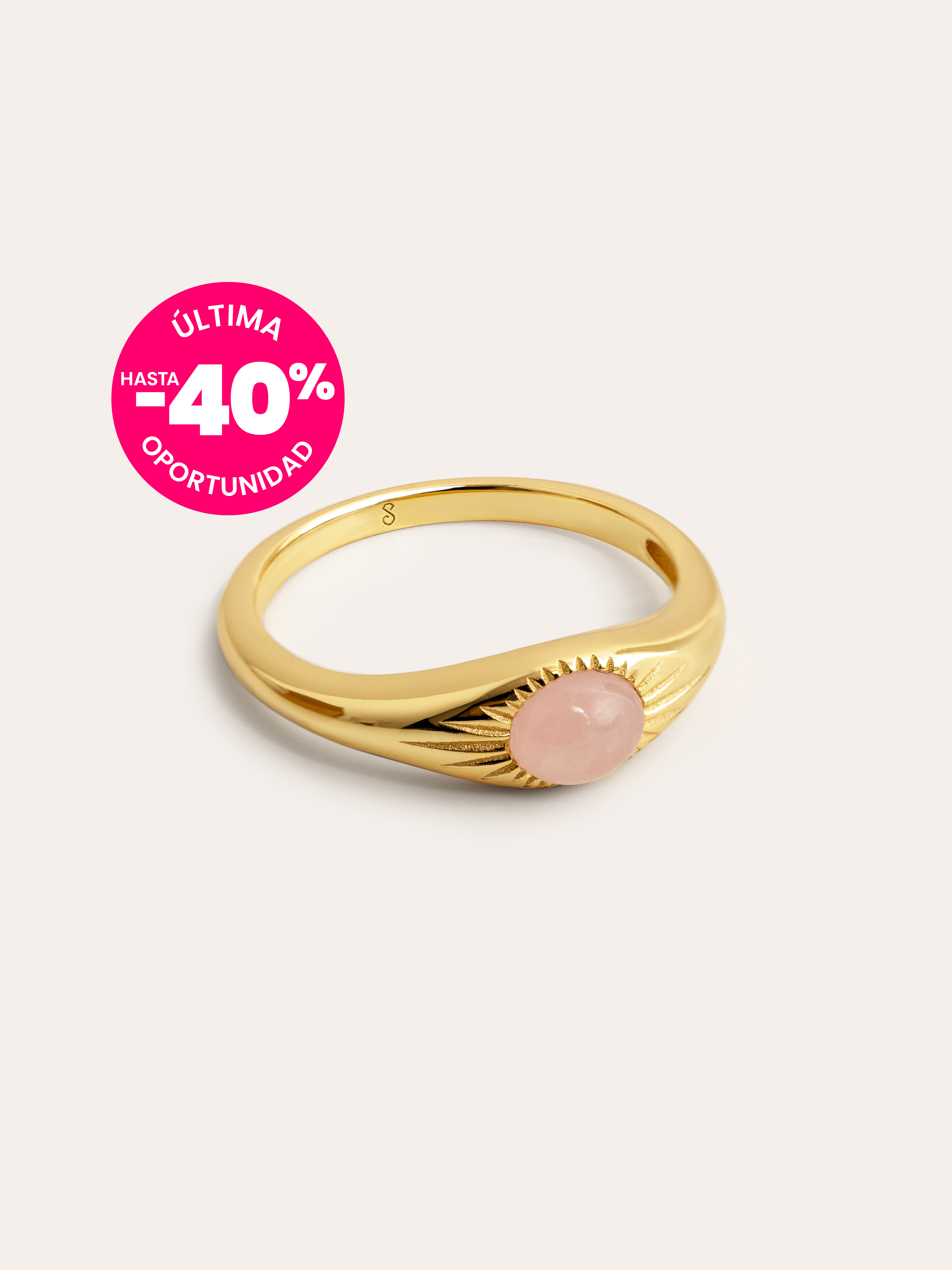 Anillo Olivia Rose Quartz Plata Baño Oro