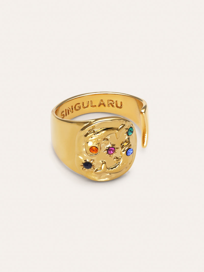 Anillo Organic Colors Zodiaco Baño Oro