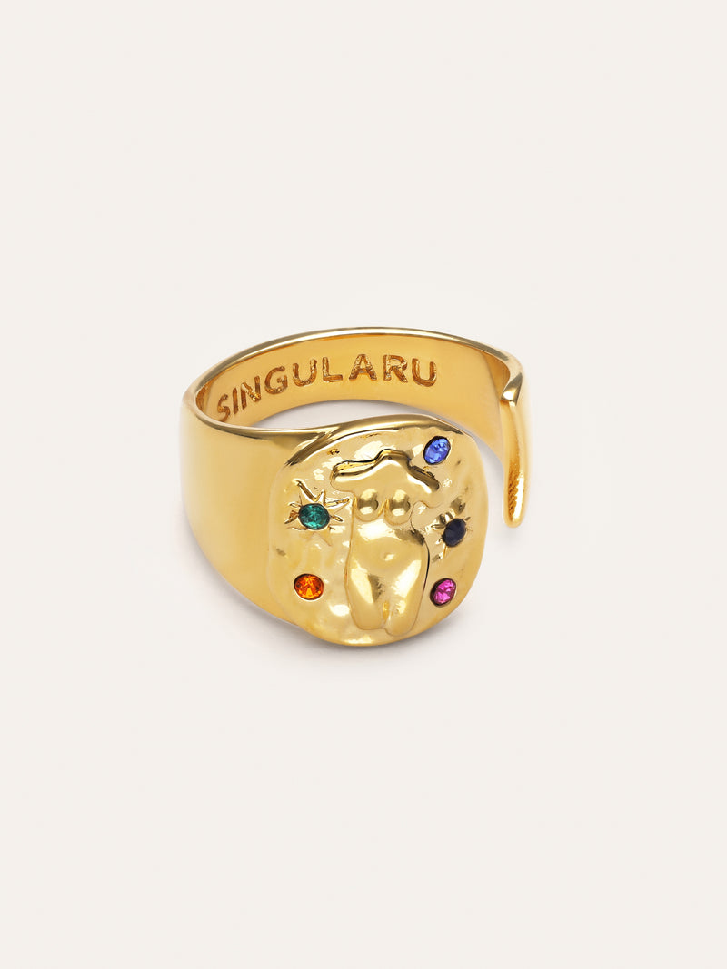 Anillo Organic Colors Zodiaco Baño Oro