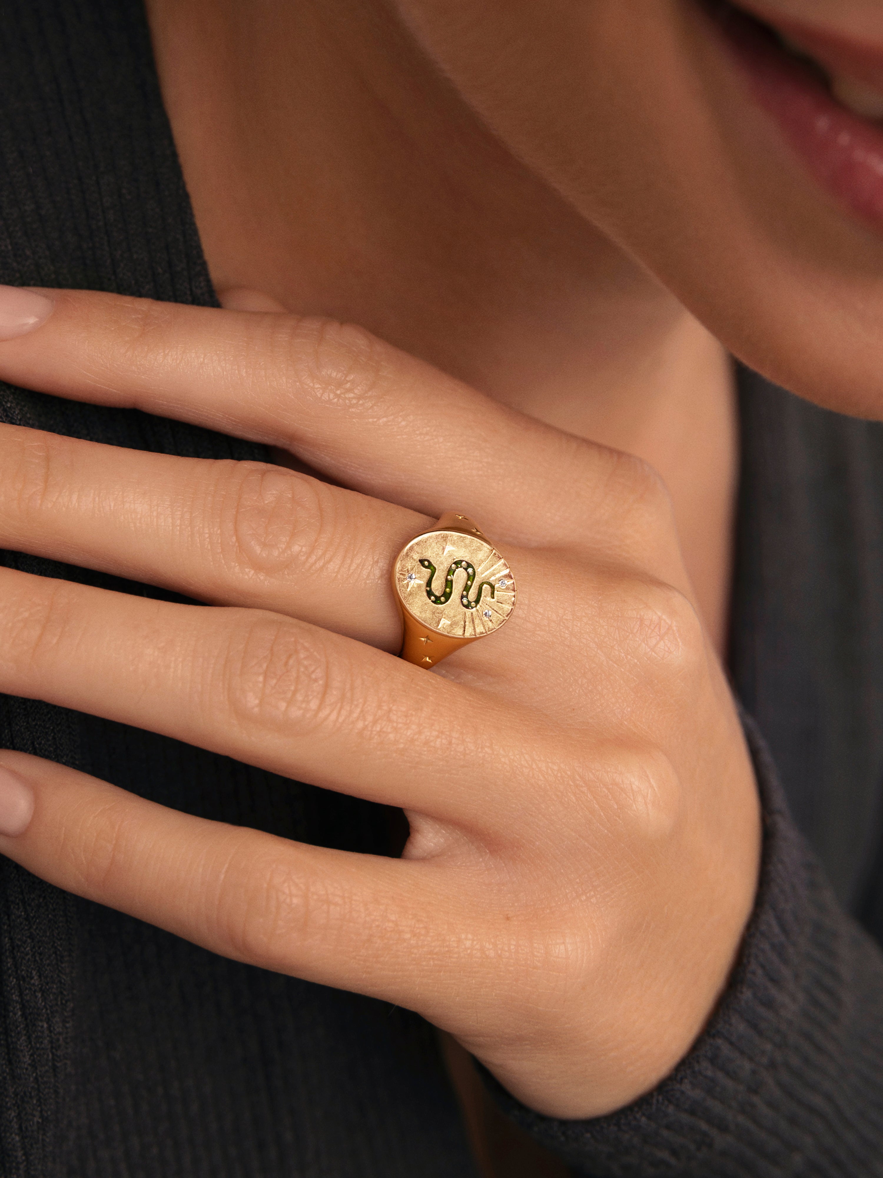 Anillo Mystic Serpiente Baño Oro