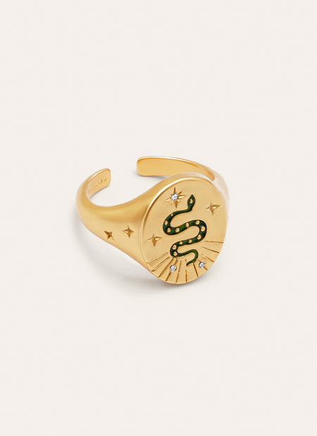 Mystic Snake Gold Ring 