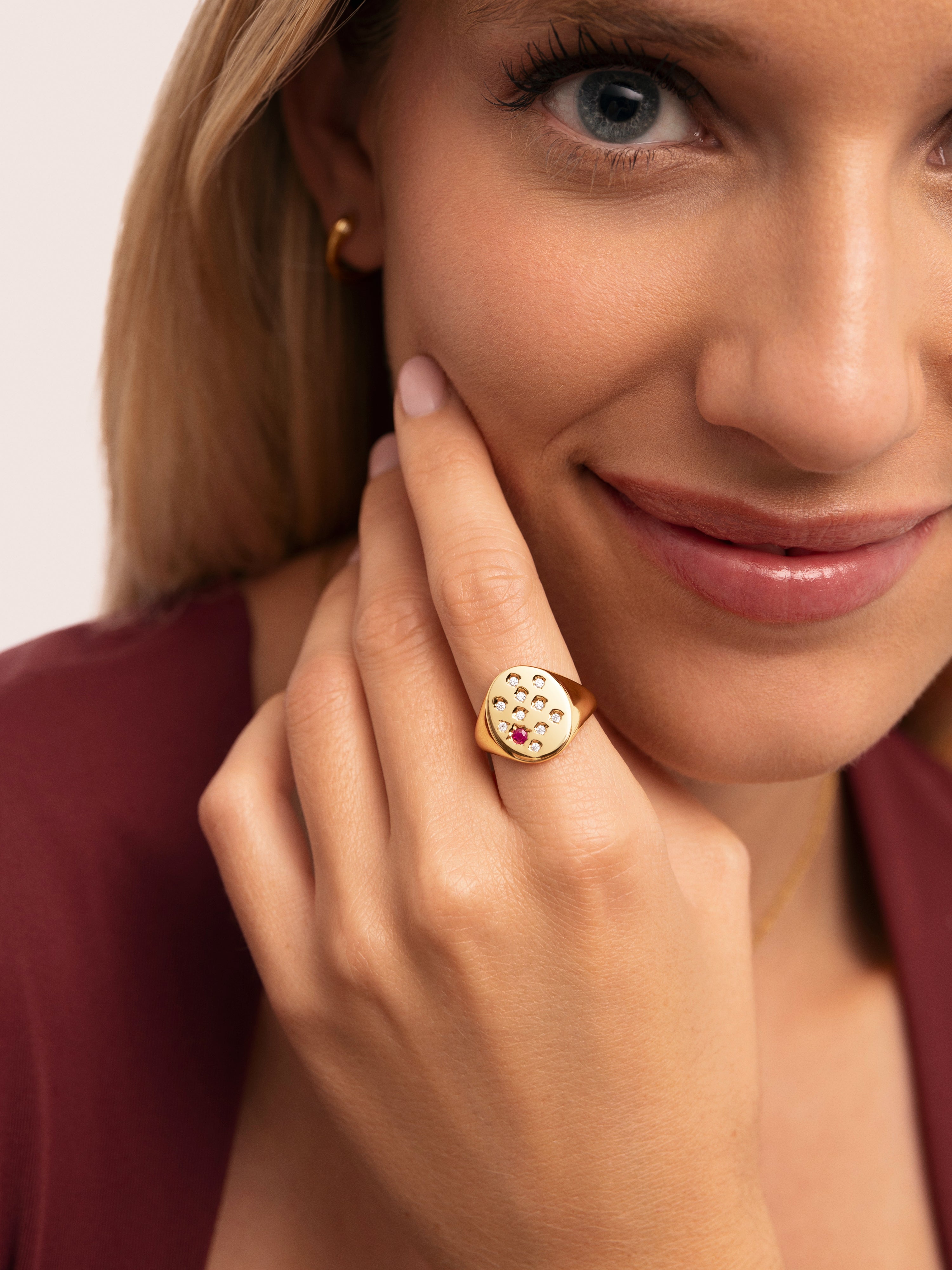 Pink Signet Gold Ring