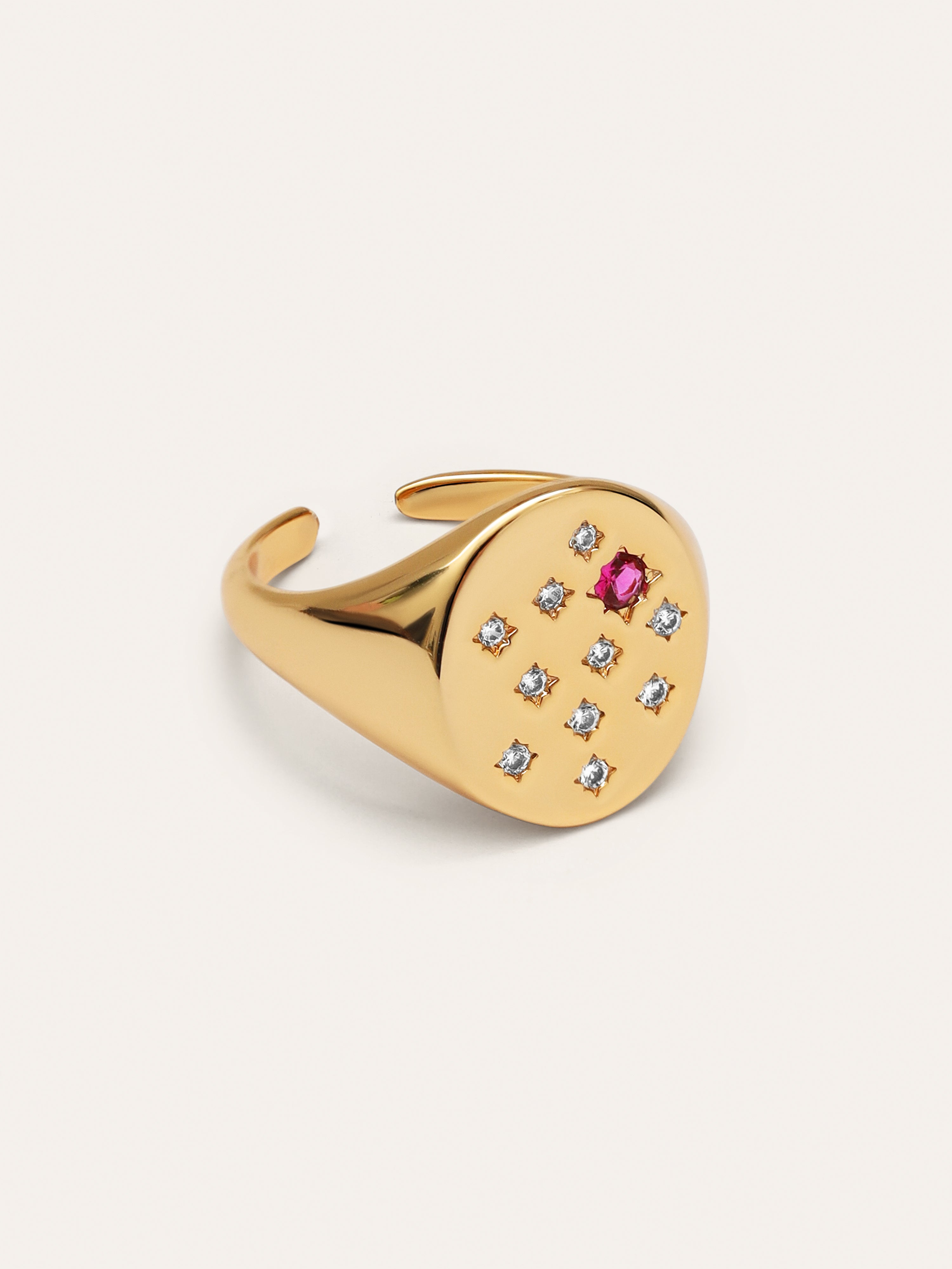 Pink Signet Gold Ring