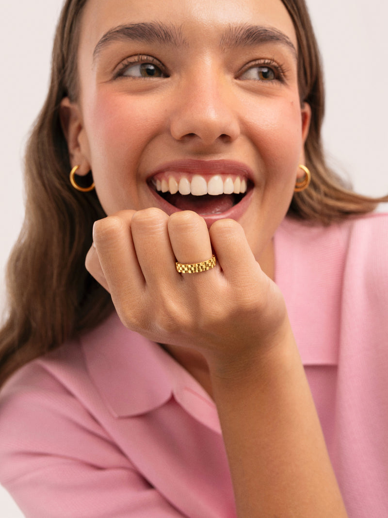 Anello Sierpe in acciaio placcato oro