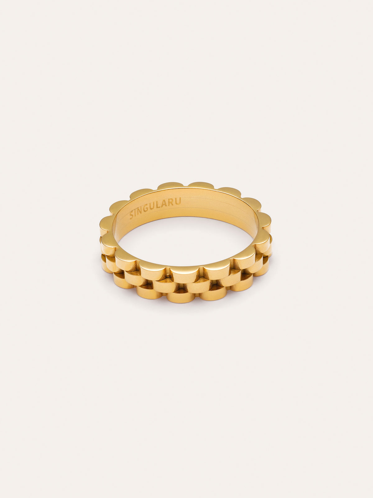 Anello Sierpe in acciaio placcato oro