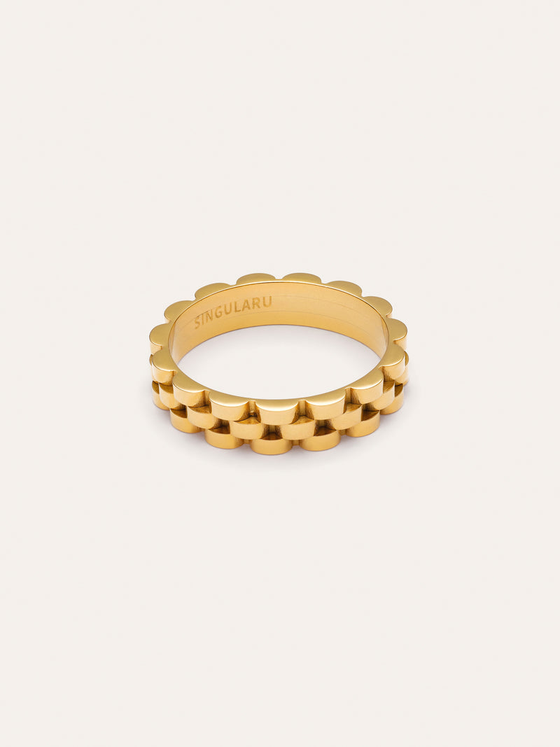 Anello Sierpe in acciaio placcato oro