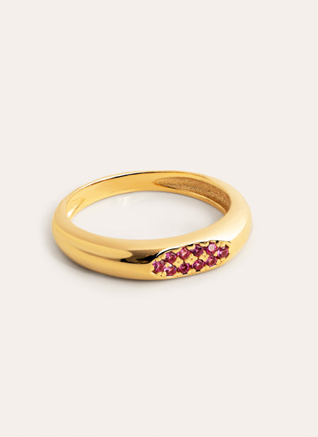 Signet Rasberry Gold Ring 