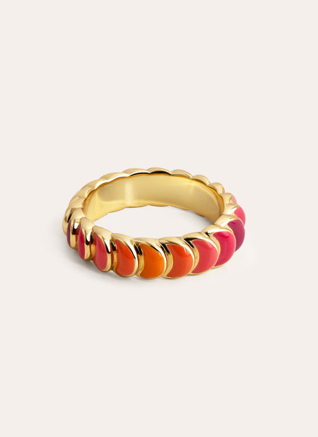 Anillo Sunset Scales Baño Oro