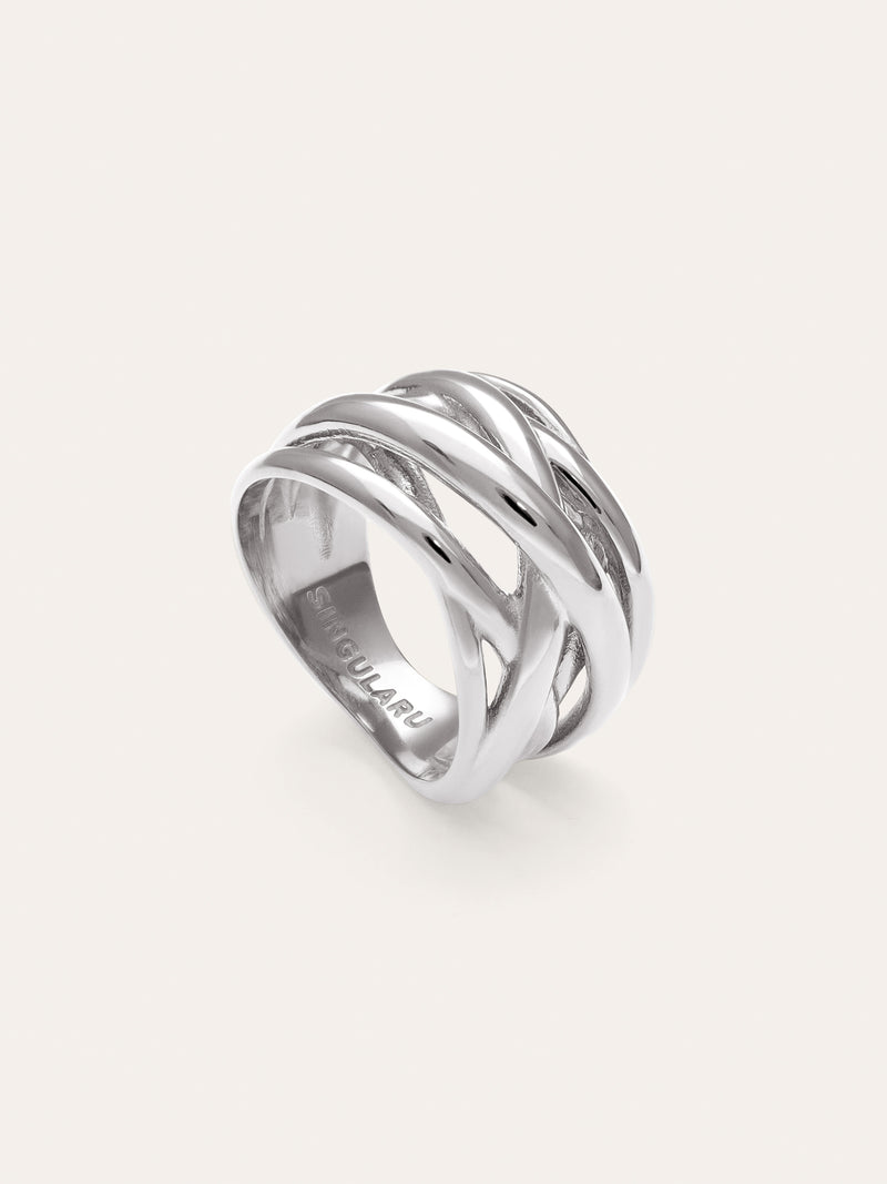 Anillo Triple Cross Acero